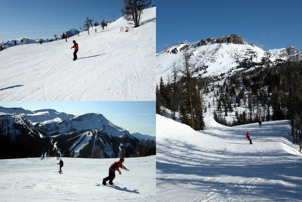 36 Skiing Down The Back Bowl From The Grizzly Gondola With Larch Ski Area On Lipalian Mountain Across The Valley At Lake Louise